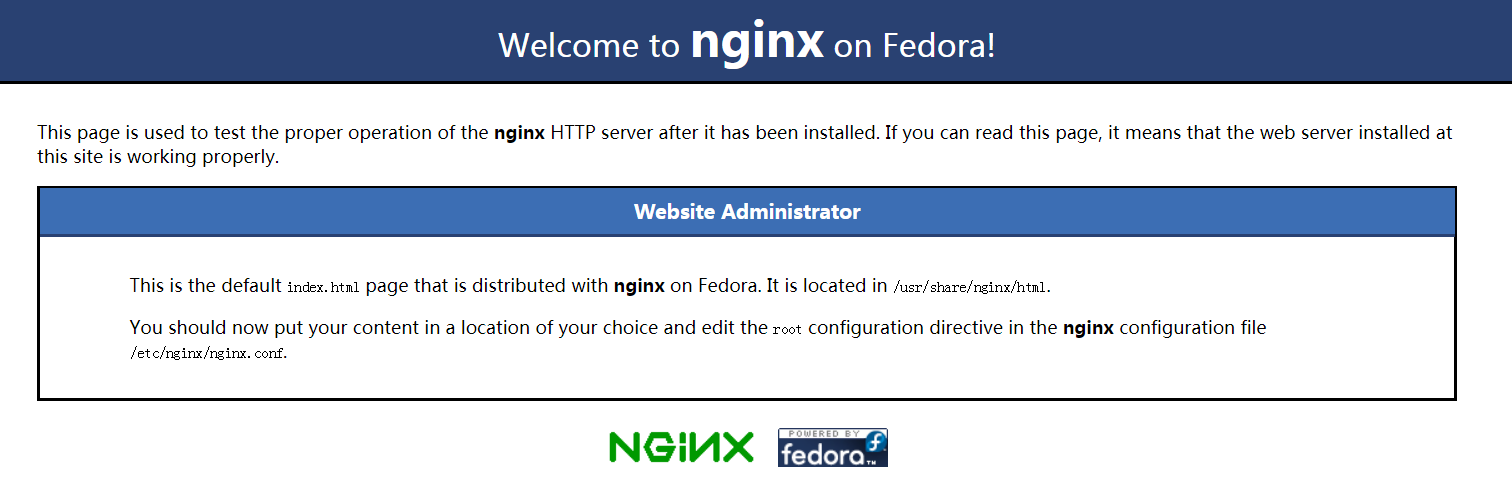 GPO Fedora. Nginx default config.